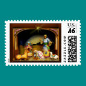 A child is born Nativity Christmas postage