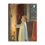 A Child Warming by the Fireplace on Christmas Eve Postcards