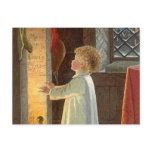 A Child Warming by the Fireplace on Christmas Eve Postcards