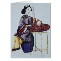 A Chinese Woman Arranging her Hair Cards