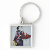 A Chinese Woman Arranging her Hair Key Chains