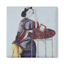 A Chinese Woman Arranging her Hair Refrigerator Magnets