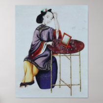 A Chinese Woman Arranging her Hair Print
