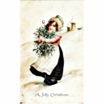 A christmas greeting with a girl holding bunch of photo sculptures