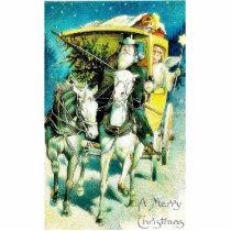 A Christmas greeting with santa riding a cart photo sculptures