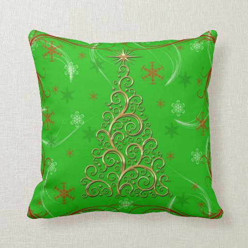 A Christmas Tree (Green) Throw Pillow 16" x 16" Zazzle