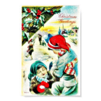 A christmas with two girls chatting and many are a posters