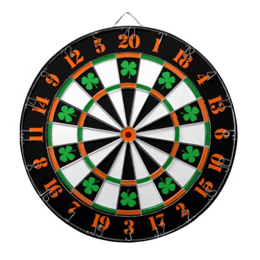 A Classic Game of Darts Shamrocks Irish Colors Dartboard With Darts