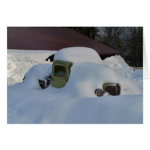 A Classic Pickup Under Snow Greeting Card