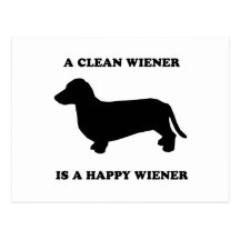A clean wiener is a happy wiener postcard