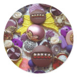 A Collage of Pretty Purple Buttons Round Stickers