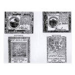 A colonial six dollar bill post cards