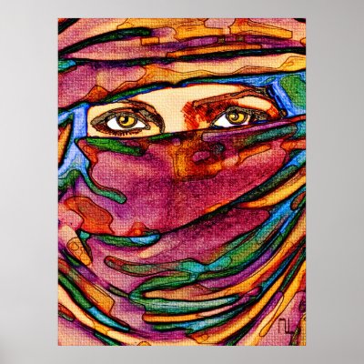 A colorful veil and immense eyes .... print by DigitalCreations
