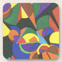 A colourful abstract design Cork Coaster