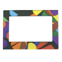 A colourful abstract design magnetic photo frame