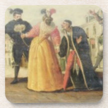 A Commedia Dell'Arte Troupe Before a Renaissance T Beverage Coaster