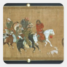A convoy of Mongols, Chinese, 14th century Square Stickers