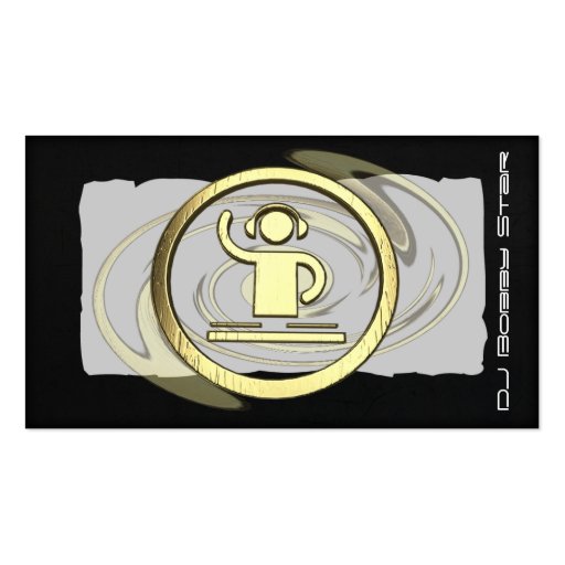 A cool 3D gold DJ logo business card (front side)