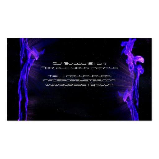 A cool blue flame DJ and producer business card (back side)