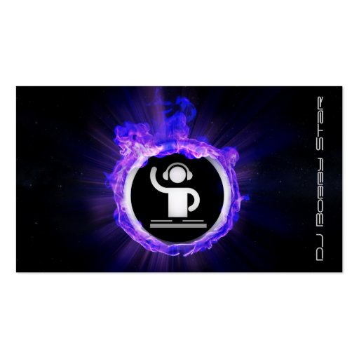 A cool blue flame DJ and producer business card (front side)