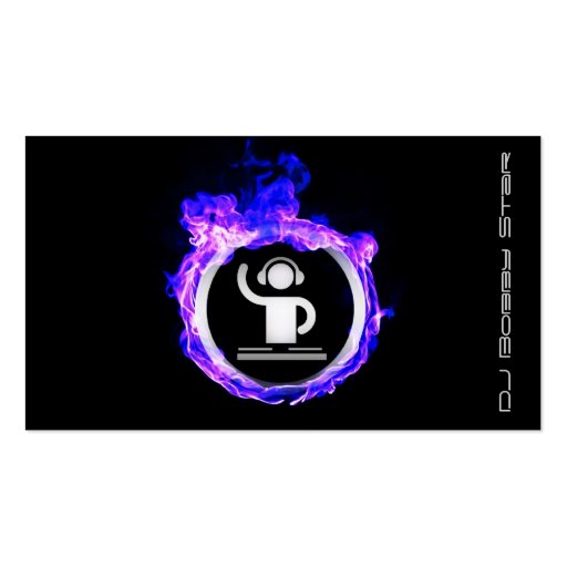A cool blue flame DJ business card (front side)