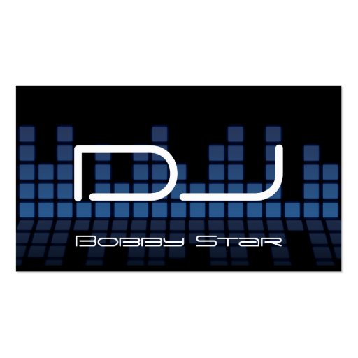 A cool DJ modern blue equalizer business card (front side)