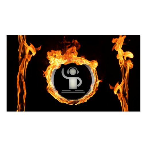 A cool flaming DJ business card (front side)