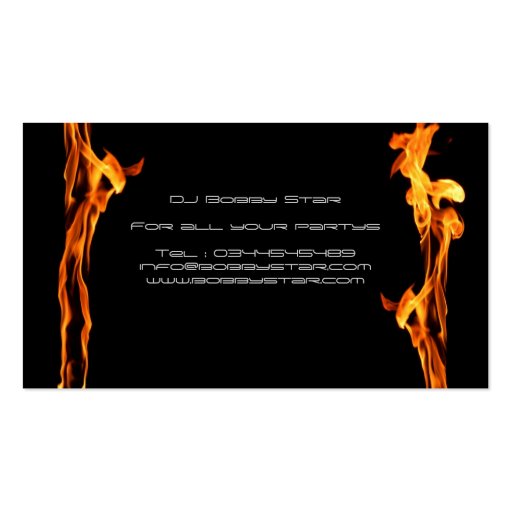 A cool flaming DJ business card (back side)