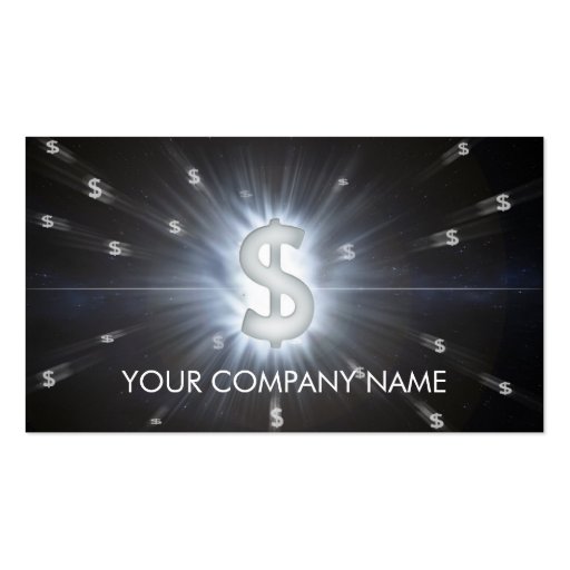 A cool glowing dollar sign space business card (front side)