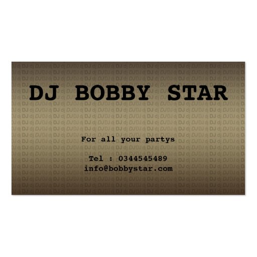 A cool gold 3D DJ logo business card (back side)