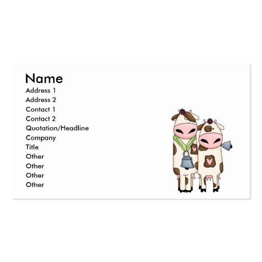 a couple of cute moo cows business card (front side)