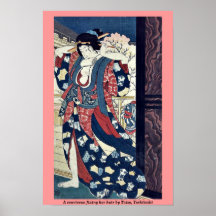 A courtesan fixing her hair by Taiso, Yoshitoshi Poster
