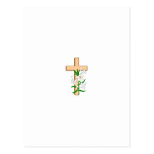 A Cross Standing Behind A White Flower Post Cards