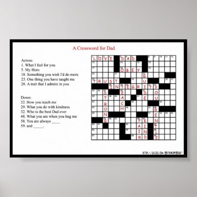 A Crossword for Dad Poster Print by NotionsbyNique