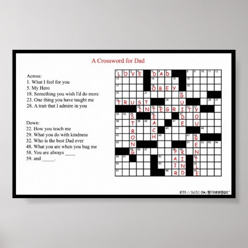 A Crossword for Dad Poster Print | Zazzle