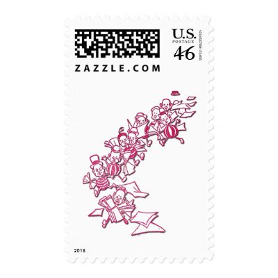 A Crowd of Brownies Carrying Newspapers Postage Stamp by pinkalmond