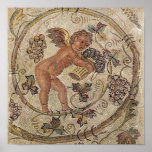 A cupid picking grapes, fragment of pavement posters