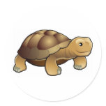 A cute and friendly tortoise round stickers