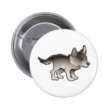 A cute and friendly wolf button