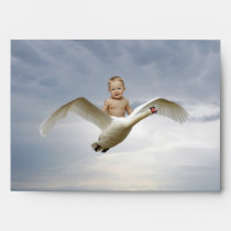 A cute baby and swan fantasy envelopes