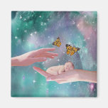 A cute baby boy in hand fantasy fridge magnet