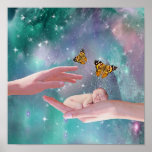 A cute baby boy in hand fantasy print