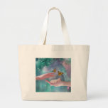 A cute baby in hand fantasy tote bags