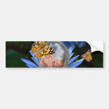 A cute baby lily butterfly bubble bumper sticker