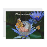 A cute baby lily butterfly bubble personalized announcement