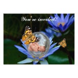 A cute baby lily butterfly bubble personalized announcement