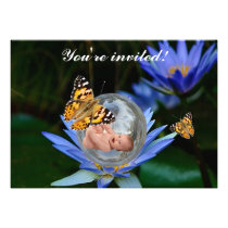 A cute baby lily butterfly bubble invitations