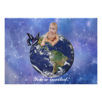 A cute baby's world butterfly dream invitations