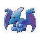 A cute friendly dinosaur pterodactyl or pteranodon postcard