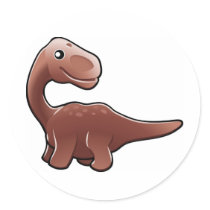 A cute friendly diplodocus dinosaur round stickers